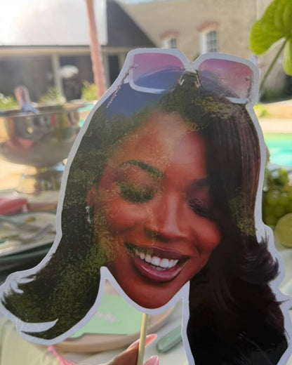Têtes photobooth personnalisées sur bâton