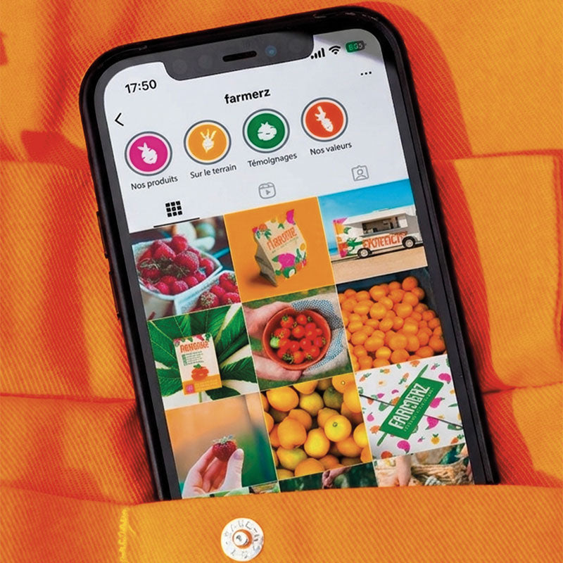 Profil instagram de Farmerz, dans un téléphone