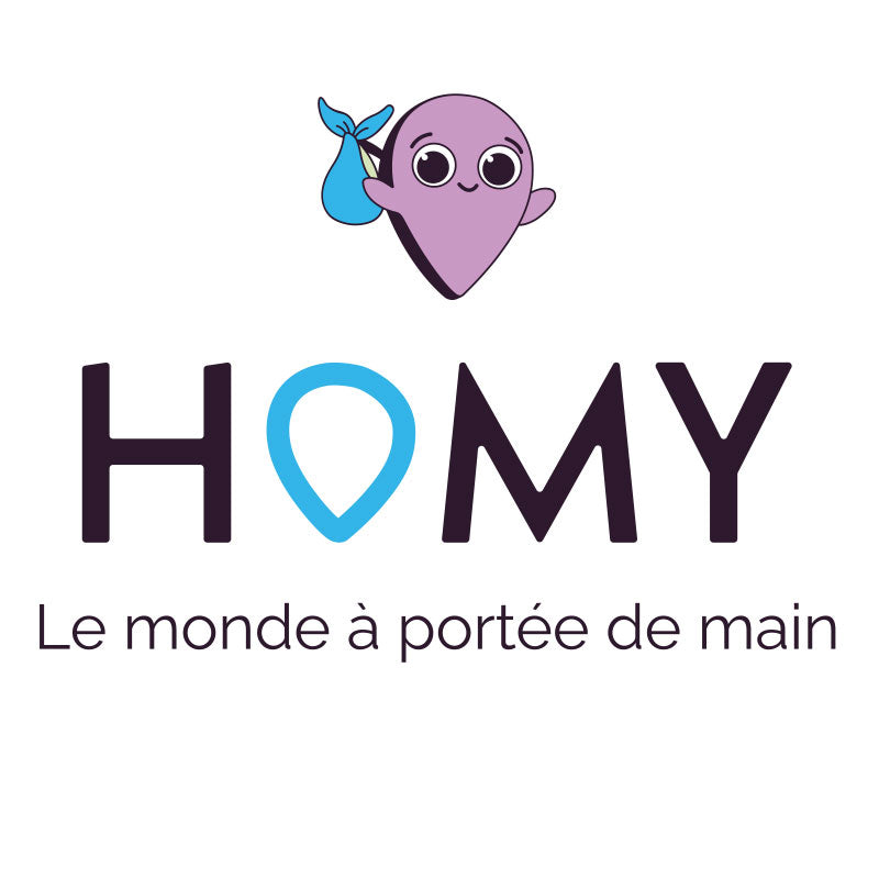 Logo principal Homy Sitting avec mascotte et baseline