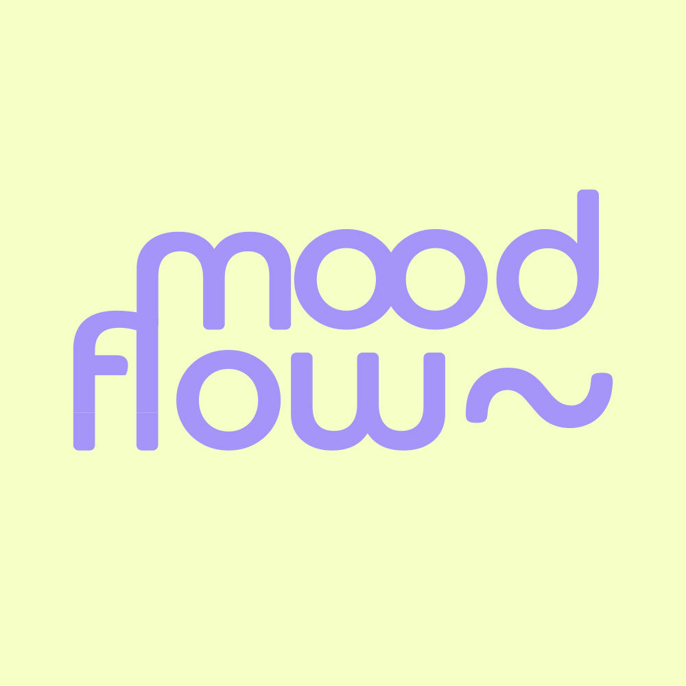 Logo seul Moodflow, violet sur fond jaune