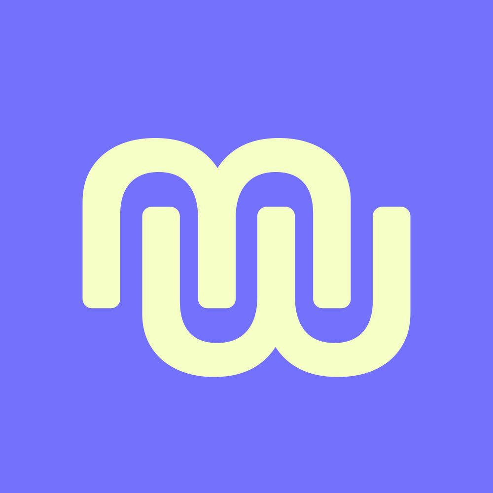 monogramme moodflow jaune sur fond bleu